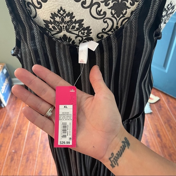 Xhilaration Black Pants Romper With Striped Sz Lrg - Picture 9 of 11